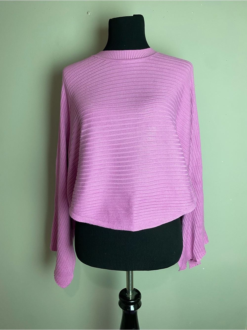 Pink Rose Lilac Ribbed Crewneck Sweater